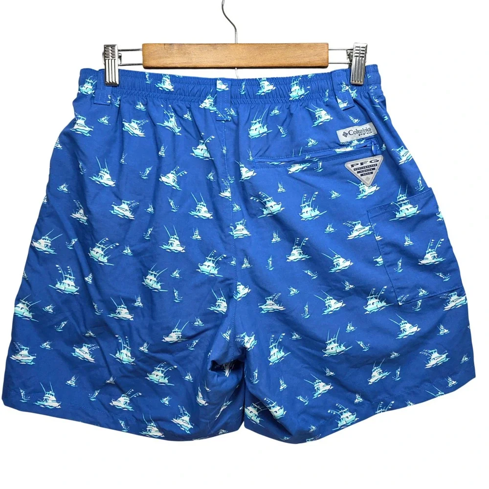 Columbia PFG Backcast III Swim Trunks Mens S Fishing Boat Board Shorts Blue Pool